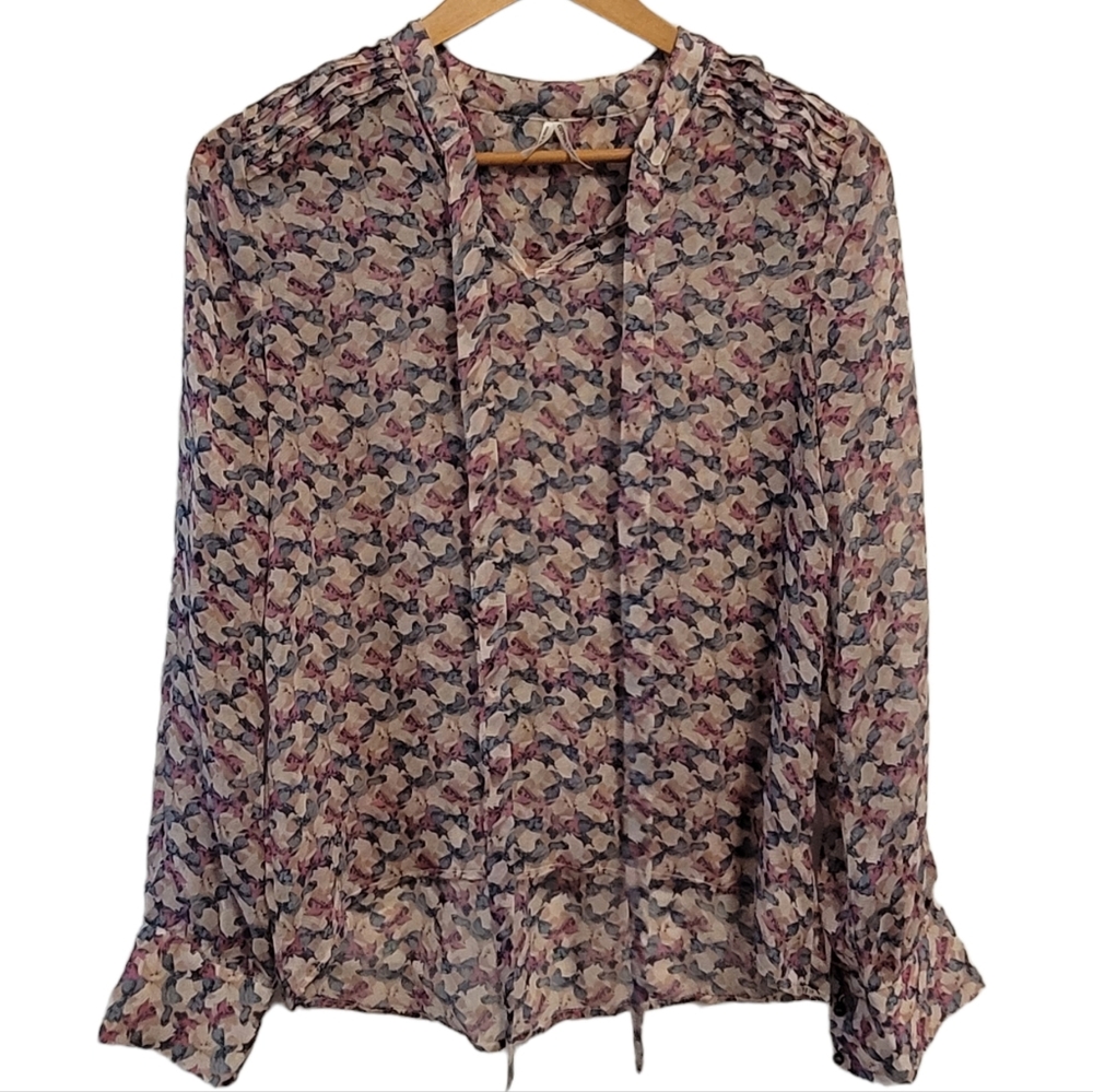 Patterned Cotton Candy Pussybow Blouse (Small)